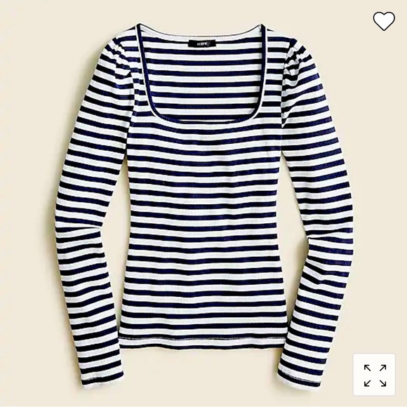 J. Crew Tops - J CREW - Ribbed stretch-cotton squareneck T-shirt in stripe